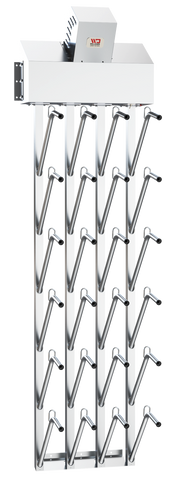 12-Pair Industrial Top Hung Wall Mount Food Grade Stainless Steel Boot Dryer (Dries 24 Boots)