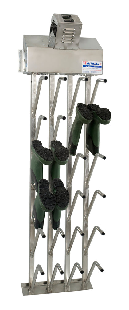 12-Pair Industrial Top Hung Wall Mount Food Grade Stainless Steel Boot Dryer (Dries 24 Boots)