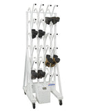 Portable boot dryer to dry up to 24 pair hiking boots and athletic shoes. 